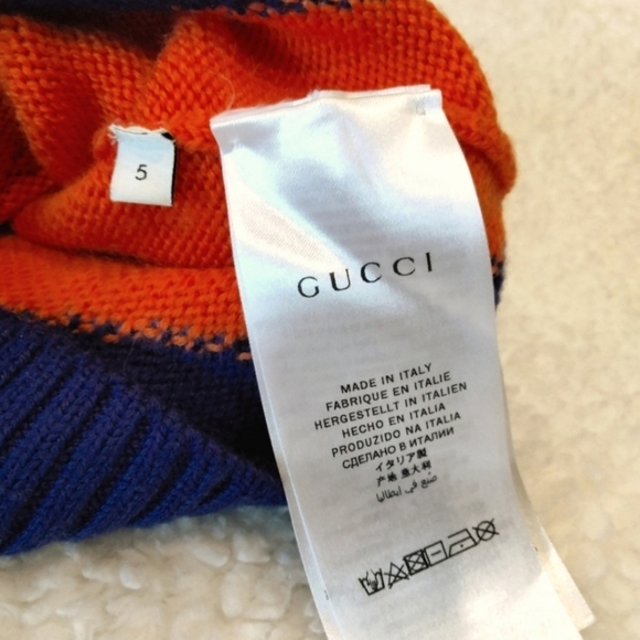 Gucci wool sweater kids size 5 orange blue UFO spaceship diamond print - Picture 5 of 7